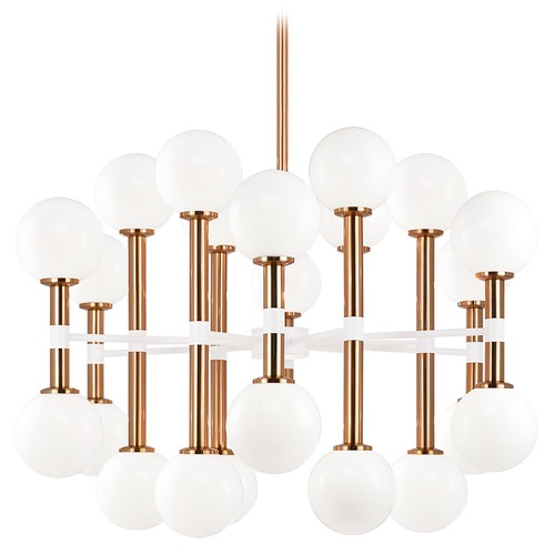 Matteo Lighting Stellar Aged Gold & Matte White Chandelier by Matteo Lighting C75324AGOP