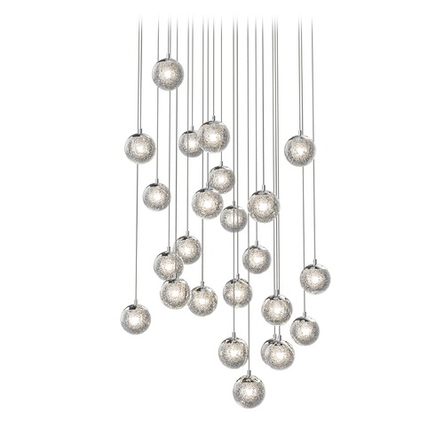 Seeded Glass Globe LED Multi-Light Pendant Chrome by Sonneman Lighting