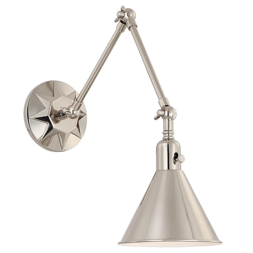 Crystorama Lighting Morgan Adjustable Wall Light in Polished Nickel by Crystorama Lighting MOR-8801-PN