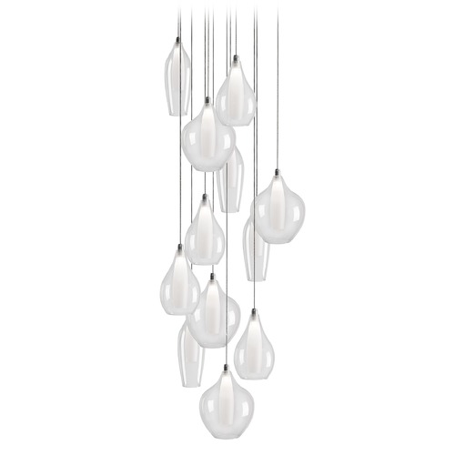 Kuzco Lighting Modern Chrome LED Multi-Light Pendant with Clear and Frosted Shade 3000K 2400LM by Kuzco Lighting MP3012