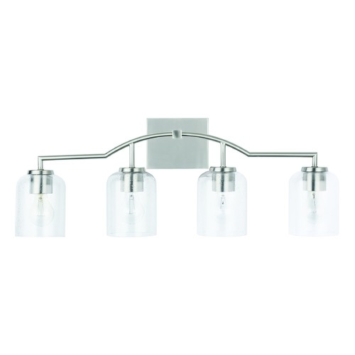 HomePlace by Capital Lighting HomePlace Carter Brushed Nickel 4-Light Bathroom Light with Clear Seeded Glass 139341BN-500