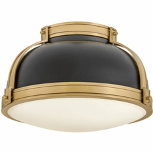Barton Medium Flush Mount in Black & Brass by Hinkley Lighting