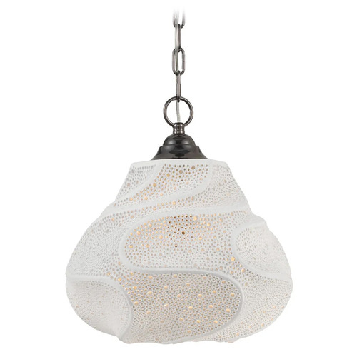 Currey and Company Wintershall Antique Brushed Nickel Pendant Light with Bowl / Dome Shade