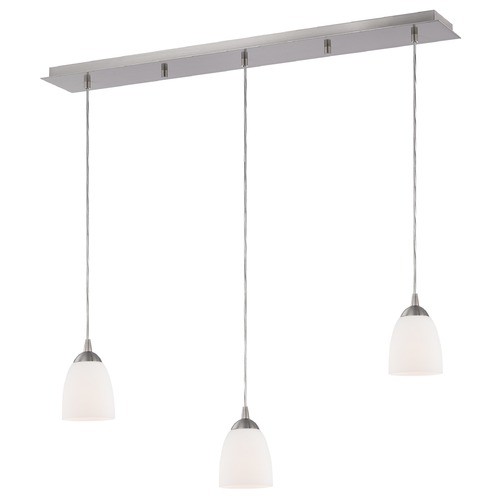 Design Classics Lighting 36-Inch Linear Pendant with 3-Lights in Satin Nickel Finish with Shiny Opal White Glass 5833-09 GL1024MB