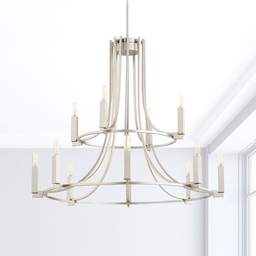 Quorum Lighting Olympus Satin Nickel Chandelier by Quorum Lighting 696-12-65