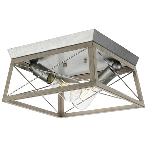 Progress Lighting Briarwood Galvanized & Rustic Bleached Oak Flushmount Light