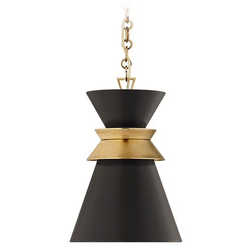 Visual Comfort Signature Collection E.F. Chapman Alborg Stacked Pendant in Brass & Black by Visual Comfort Signature CHC5240ABBLK