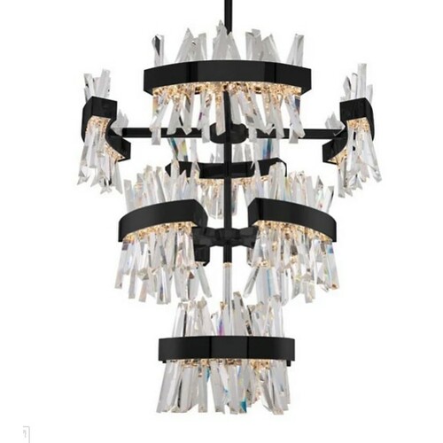 Glacier 36-Inch Wide LED Chandelier in Matte Black by Allegri Crystal
