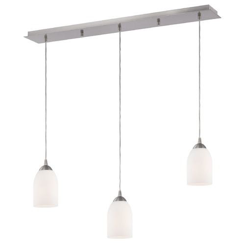 Design Classics Lighting 36-Inch Linear Pendant with 3-Lights in Satin Nickel Finish with Satin White Glass 5833-09 GL1028D