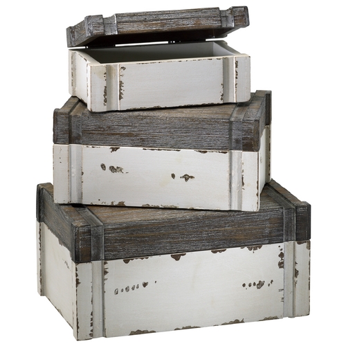Alder Distressed White & Gray Box by Cyan Design