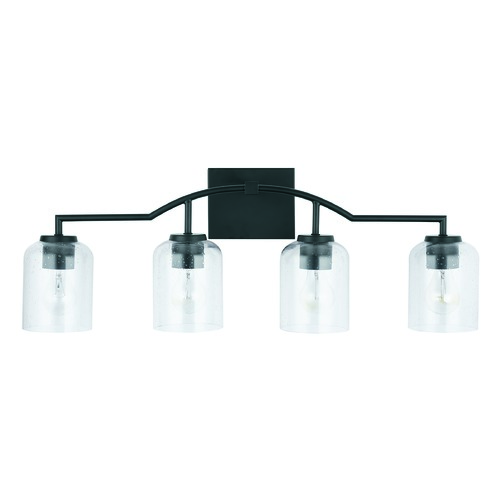 HomePlace by Capital Lighting HomePlace Carter Matte Black 4-Light Bathroom Light with Clear Seeded Glass 139341MB-500