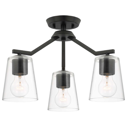 Progress Lighting Vertex Matte Black Semi-Flushmount Light