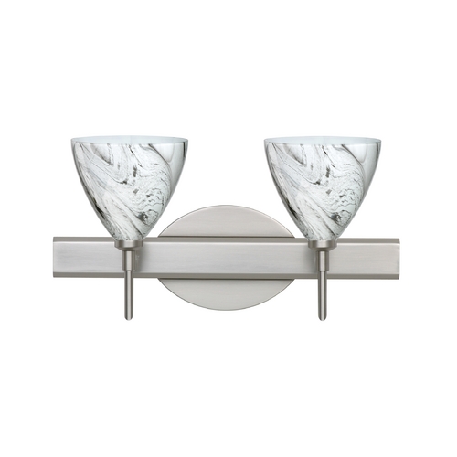 Modern Bathroom Light Marble Grigio Glass Satin Nickel by Besa Lighting