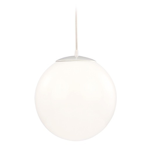 Modern Globe Pendant Lighting, White Glass, Custom Cord