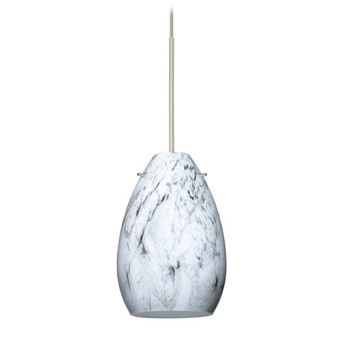 Besa Lighting Pera Satin Nickel Mini-Pendant Light with Oblong Shade