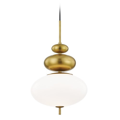 Elsie Aged Brass Pendant with Oval Shade by Mitzi by Hudson Valley