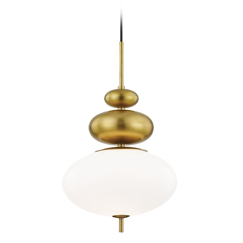 Mitzi by Hudson Valley Elsie Aged Brass Pendant with Oval Shade by Mitzi by Hudson Valley H347701-AGB