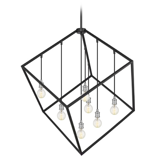 Z-Lite Vertical Matte Black & Brushed Nickel Pendant by Z-Lite 478P44-MB-BN