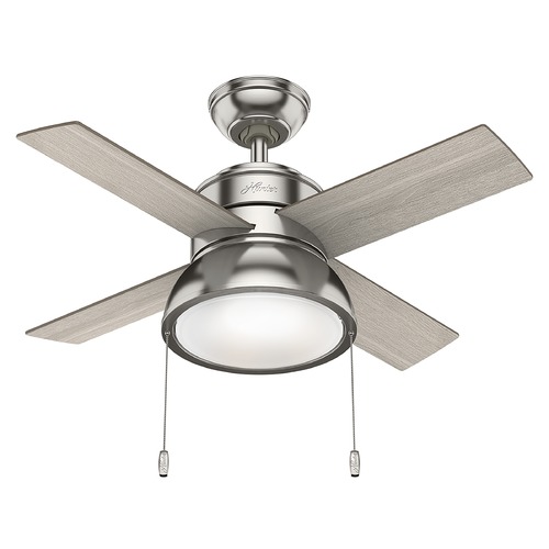Loki Brushed Nickel LED Ceiling Fan by Hunter Fan Company