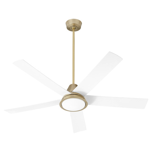 Temple 56-Inch Wet Ceiling Fan in Brass & White by Oxygen Lighting