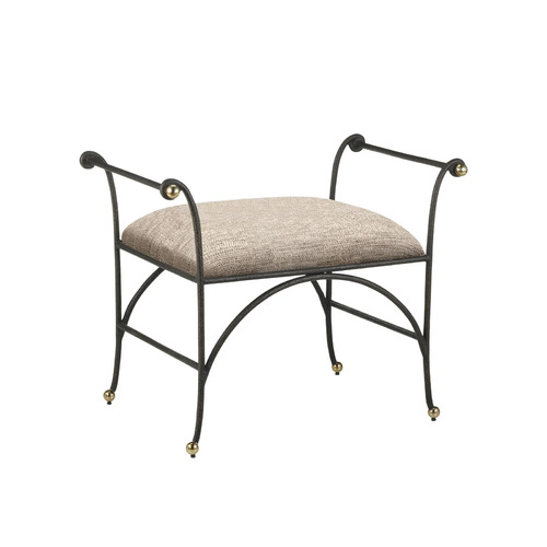 Mabel Ottoman in Antique Black & Brass by Currey & Company
