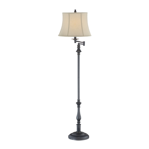 Lite Source Lighting Swing Arm Lamp with Beige / Cream Shade in Dark Bronze Finish LS-81832