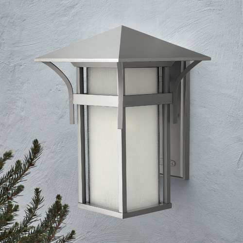 Hinkley Etched Seeded Glass LED Outdoor Wall Light Titanium Hinkley 2575TT-LED