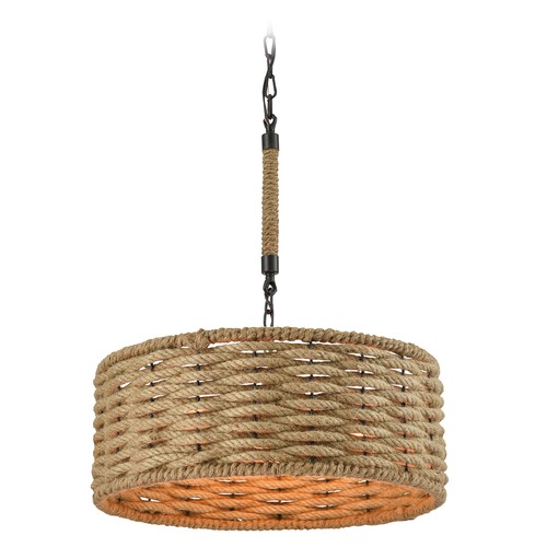 Elk Lighting Elk Lighting Weaverton Oil Rubbed Bronze Pendant Light with Drum Shade 10711/3