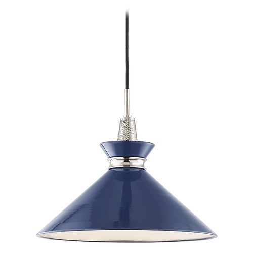 Mitzi by Hudson Valley Kiki Polished Nickel & Navy Pendant by Mitzi by Hudson Valley H251701L-PN/NVY