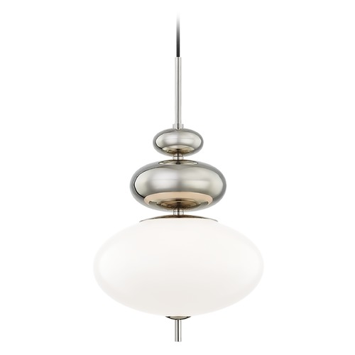 Mitzi by Hudson Valley Mitzi By Hudson Valley Elsie Polished Nickel Pendant Light with Oval Shade H347701-PN