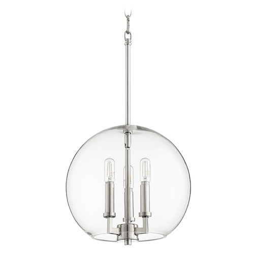 Quorum Lighting Polished Nickel Pendant with Globe Shade by Quorum Lighting 873-3-62