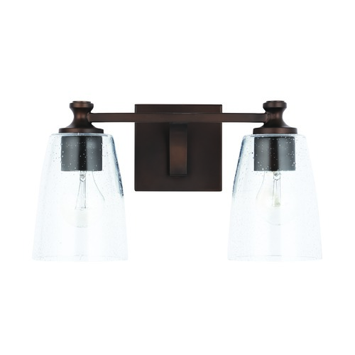 HomePlace by Capital Lighting HomePlace Myles Bronze 2-Light Bathroom Light with Clear Seeded Glass 140921BZ-506