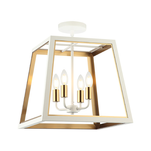 Rosalie White & Aged Gold Brass Semi-Flush Mount by Matteo Lighting