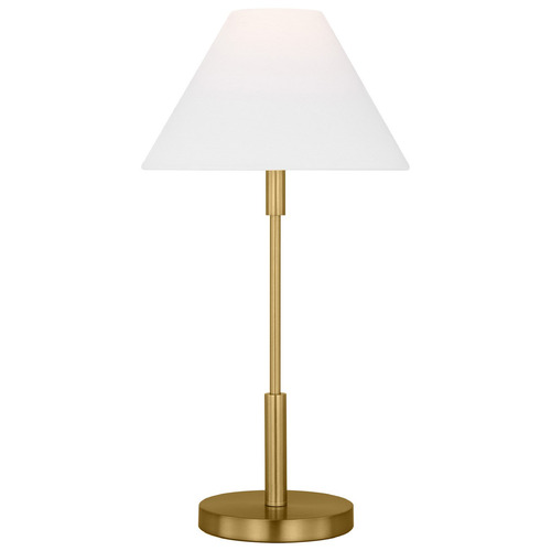 Visual Comfort Studio Collection Porteau Satin Brass LED Table Lamp with Conical Shade