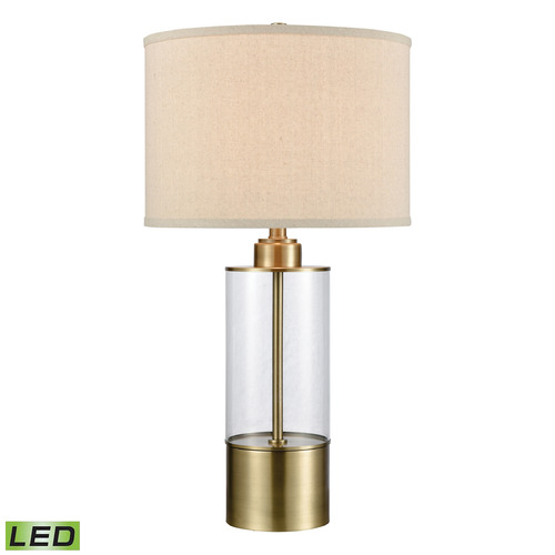 Elk Lighting Elk Lighting Fermont Clear & Antique Brass LED Table Lamp with Drum Shade 77149-LED