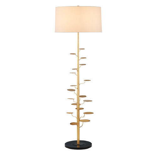 Currey and Company Vittoria Antique Gold Leaf Floor Lamp with Drum Shade