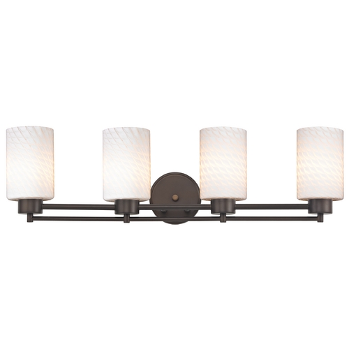 Modern Bathroom Light with White Glass - Four Lights