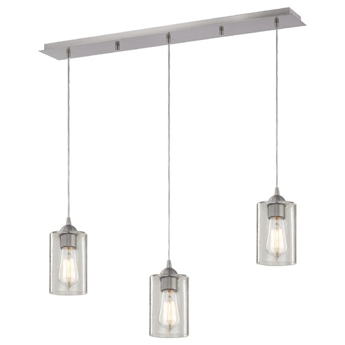 Design Classics Lighting 36-Inch Linear Pendant with 3-Lights in Satin Nickel Finish with Clear Seeded Glass 5833-09 GL1041C