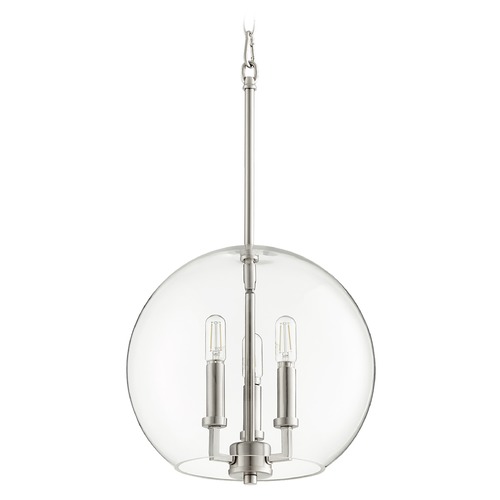 Satin Nickel Pendant with Globe Shade by Quorum Lighting