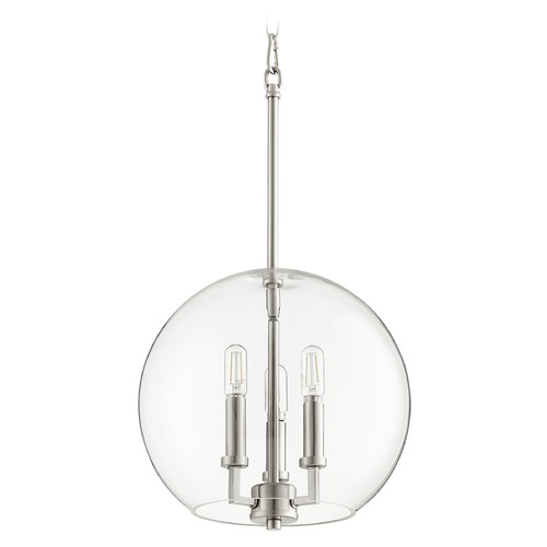 Quorum Lighting Satin Nickel Pendant with Globe Shade by Quorum Lighting 873-3-65