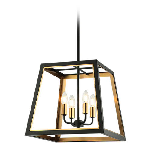 Rosalie Matte Black & Aged Gold Brass Pendant by Matteo Lighting