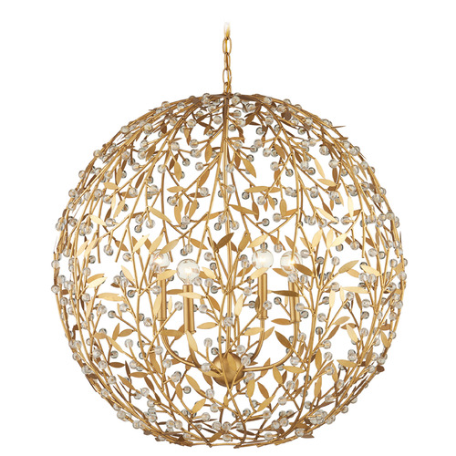 Currey and Company Secret Clear & Contemporary Gold Leaf & Contemporary Gold Chandelier