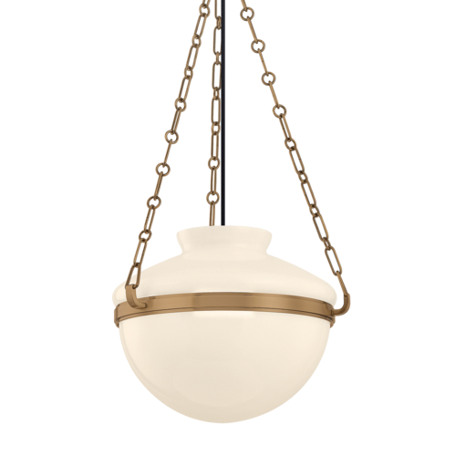 Troy Lighting Paradigm Patina Brass LED Pendant Light with Bowl / Dome Shade