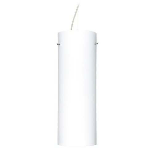 Besa Lighting Tondo Satin Nickel LED Pendant Light with Cylindrical Shade