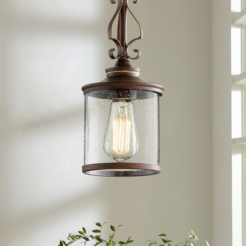 Seeded Glass Mini Pendant Copper by Quorum Lighting