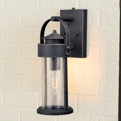 Seeded Glass Outdoor Wall Light Iron by Vaxcel Lighting