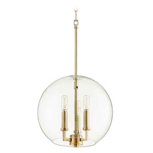 Quorum Lighting Aged Brass Pendant with Globe Shade by Quorum Lighting 873-3-80