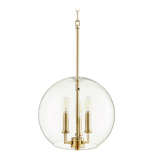 Aged Brass Pendant with Globe Shade by Quorum Lighting