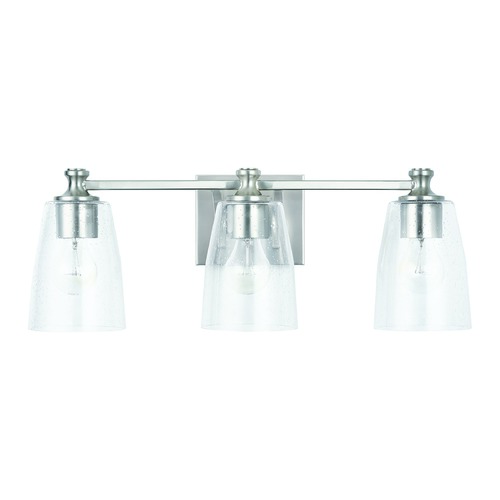 Myles Brushed Nickel 3-Light Bath Light with Clear Seeded Glass by HomePlace by Capital Lighting