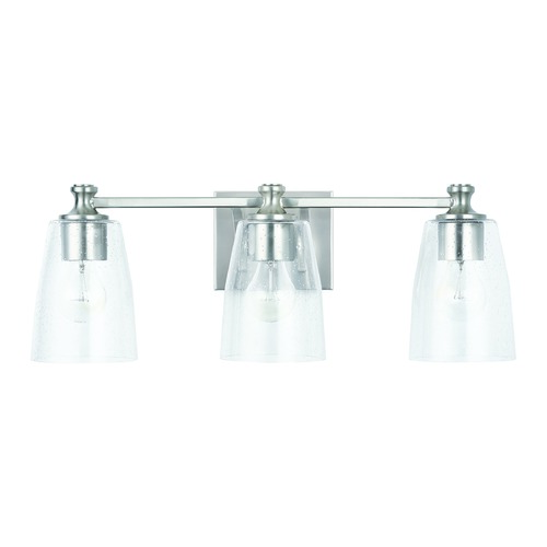 HomePlace by Capital Lighting Myles Brushed Nickel 3-Light Bath Light with Clear Seeded Glass by HomePlace by Capital Lighting 140931BN-506